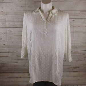 DENIM & Co 3/4 Sleeve Clip Dot Gauze Tunic 1X